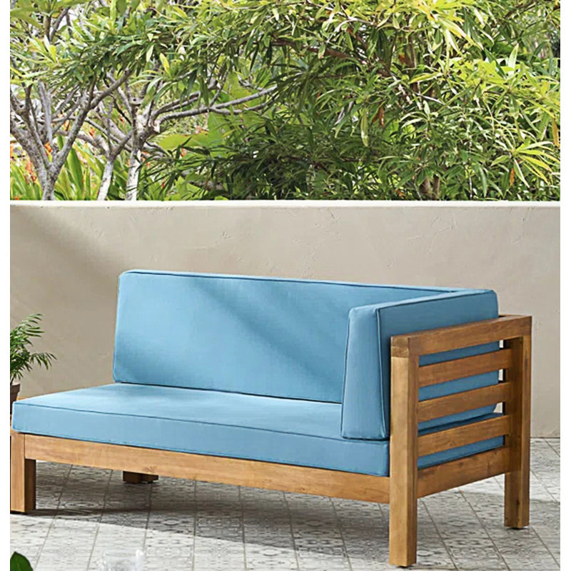 Banc de coin droit avec coussin, Bleu