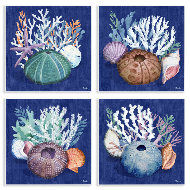 «Aquatic Shells Still Life», ensemble de 4 plaques murales par Paul Brent