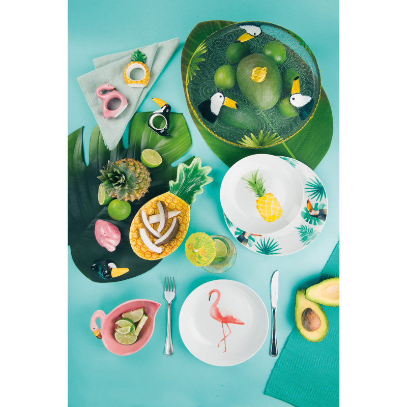 Tropical 18 Piece Porcelain Dinnerware Set - Service for 6