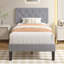 Twin Size Bed Set Upholstered Platform With Adjustable Diamond Tufted Headboard-2050283687