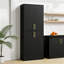 Armoire de 71 po de hauteur avec 4 portes, armoire de rangement pour garde-manger, armoire de garde-manger autoportante, huche de cuisine avec poignées dorées pour la salle à manger, salle de bain, noir-990038481