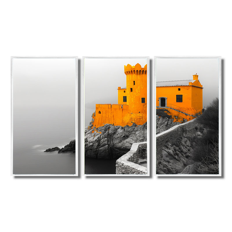 Ensemble d'art mural «Fortress I» - Fortress, Toile encadrée flottée blanche, H 32 po x l 48 po x P 1 po