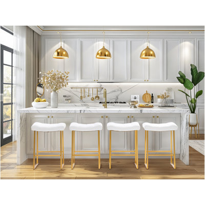 Faux Leather Wide Cushion Bar Stool
