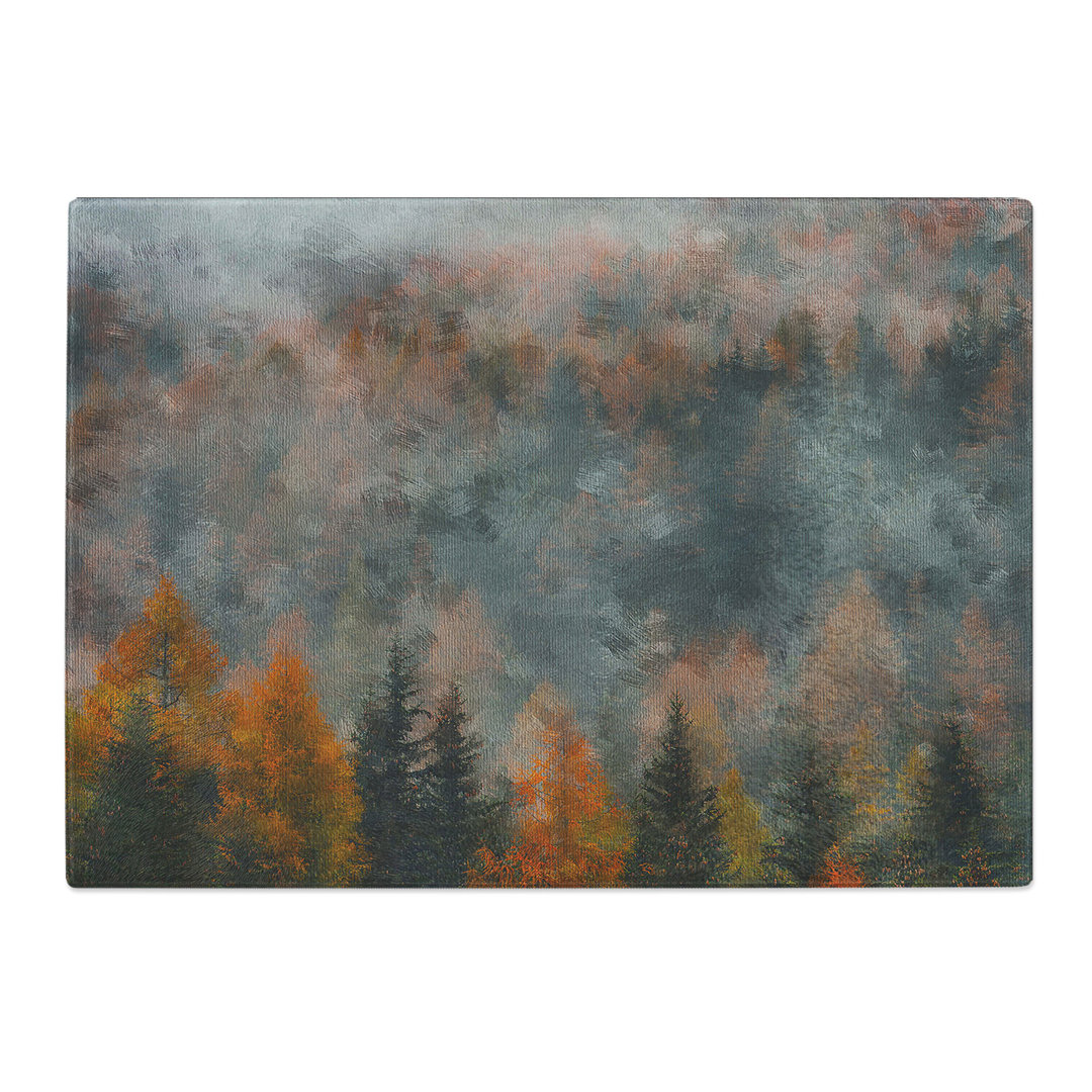 Tempered Glass Misty Forest in the Autumn Chopping Board