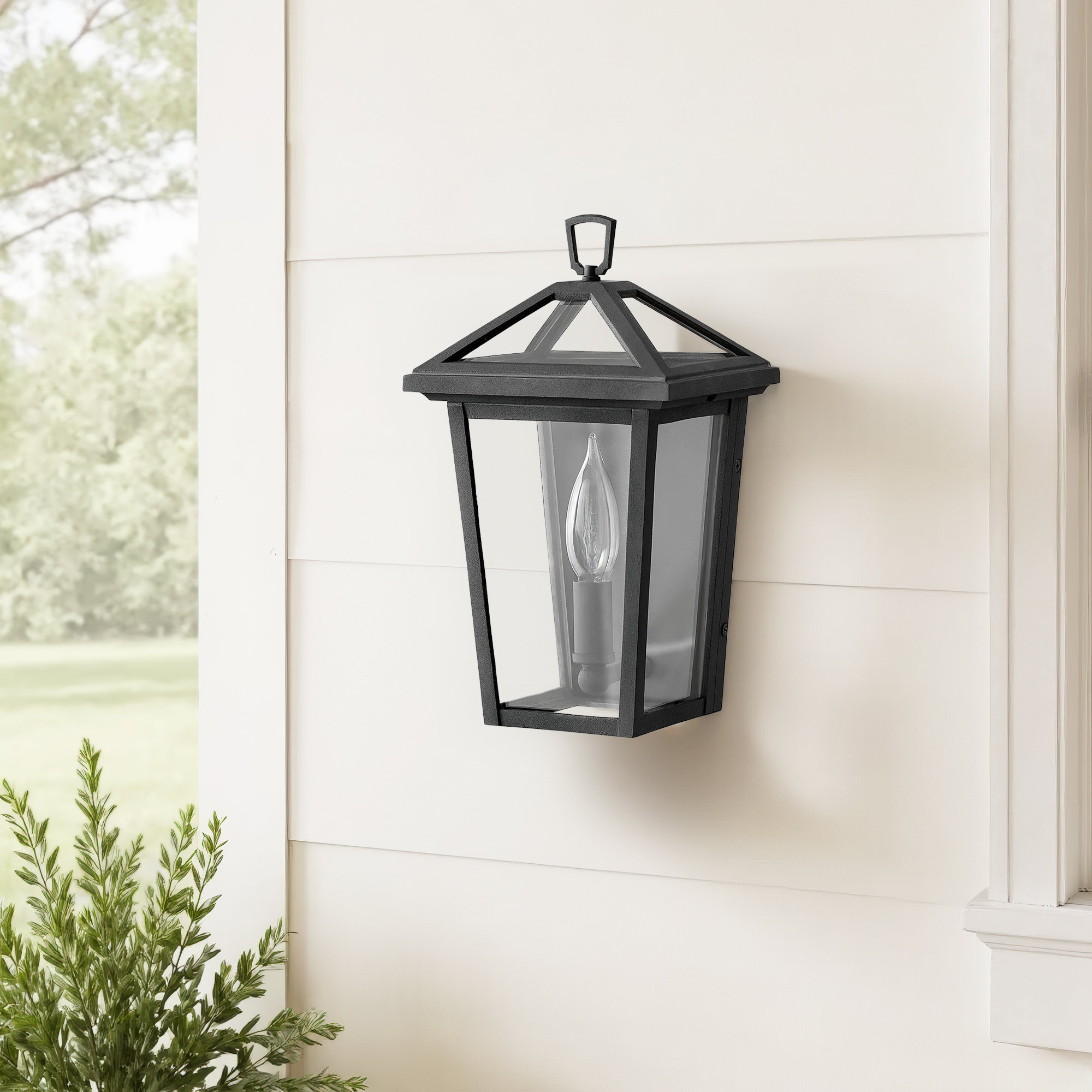 Lalla Single Light Empire Outdoor Aluminum Wall Light, Museum Black