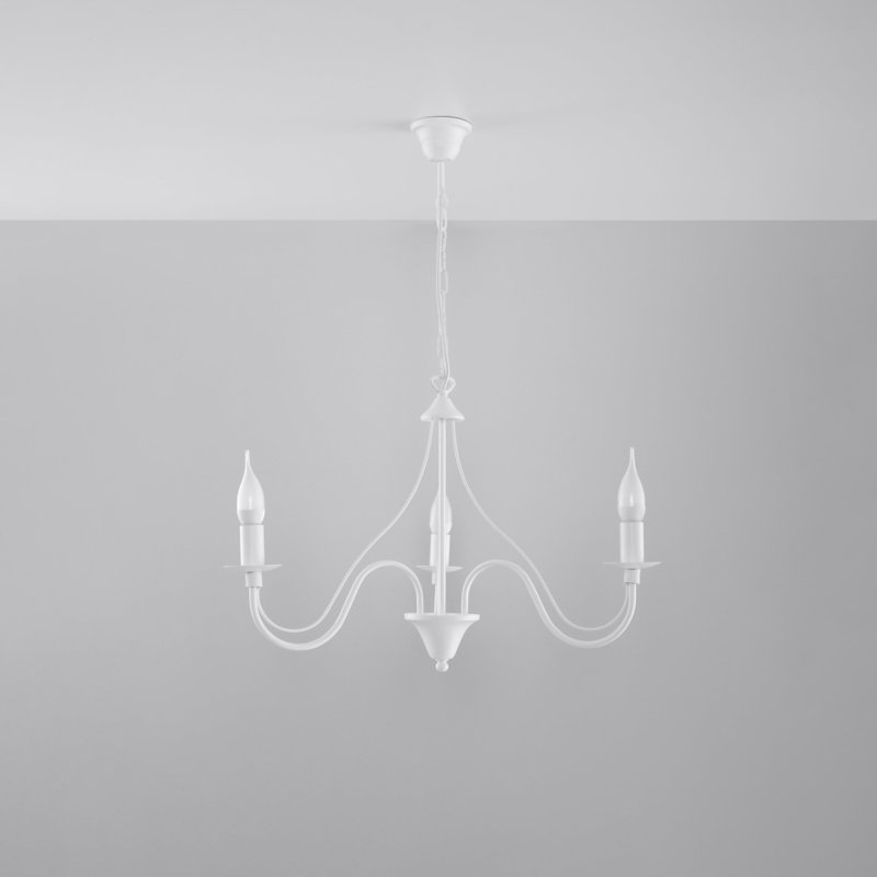 Chandelier, White, 3 Lights