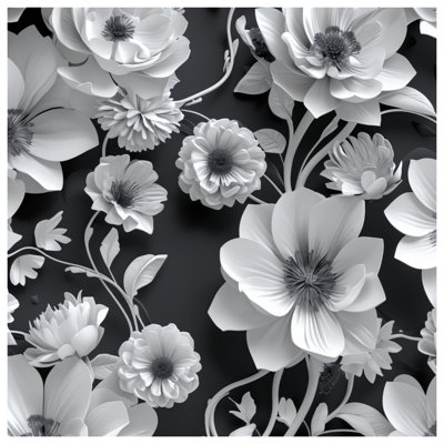  Tapisserie murale blanche à motif floral - Décoration murale fleurs