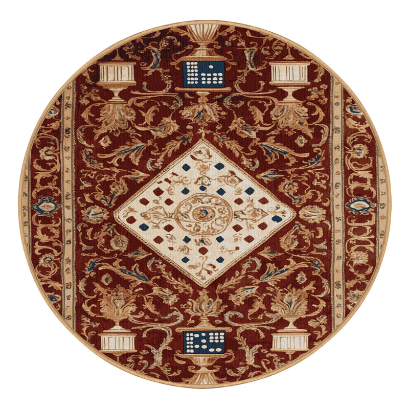 Tapis brun français lavable à la machine, Rond 5 pi