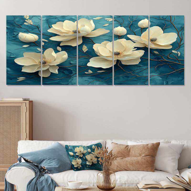 Jardin de magnolias sur la rivière Agae II - art mural - décoration murale traditionnelle, H 28 po x l 60 po, 5