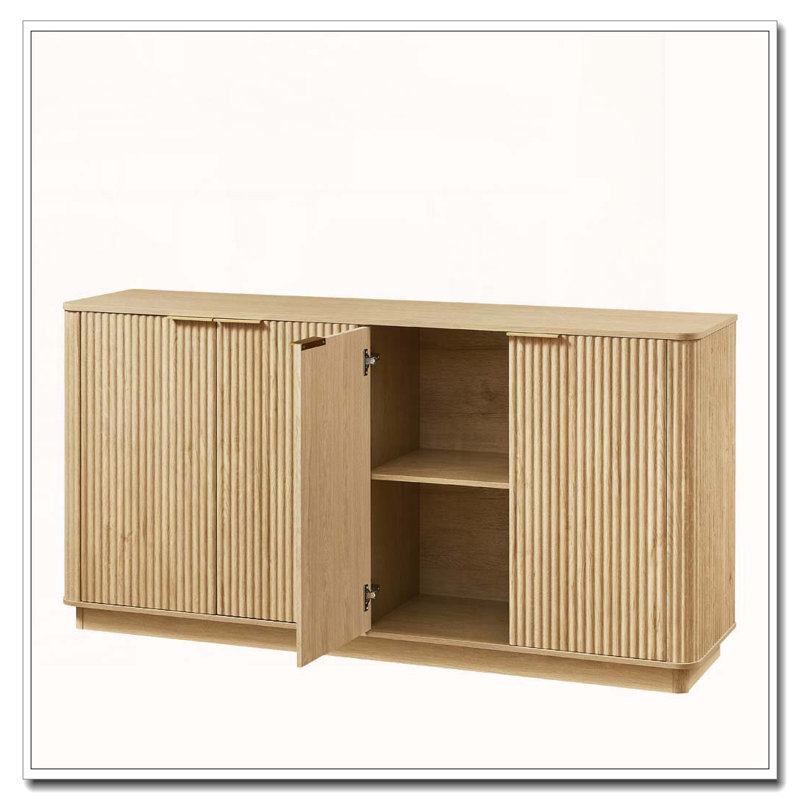 Buffet 63 "à rayures verticales avec rangement, Chêne