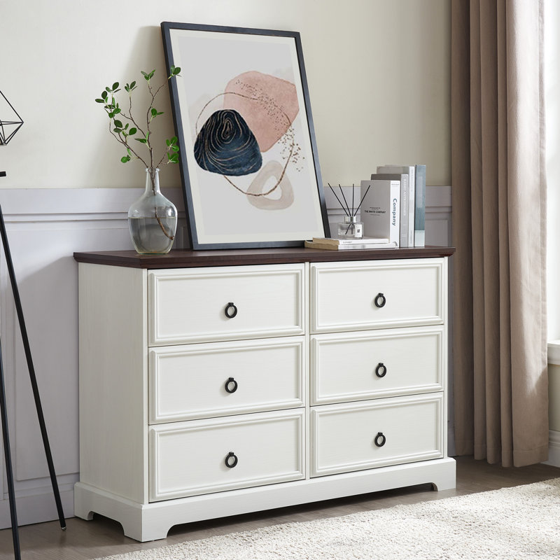 Commode blanche 6 - Option de rangement élégante avec charme rustique et quincaillerie de qualité