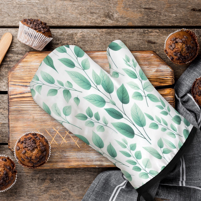 Mint Leaf Serenity Oven Mitt Cotton Twill