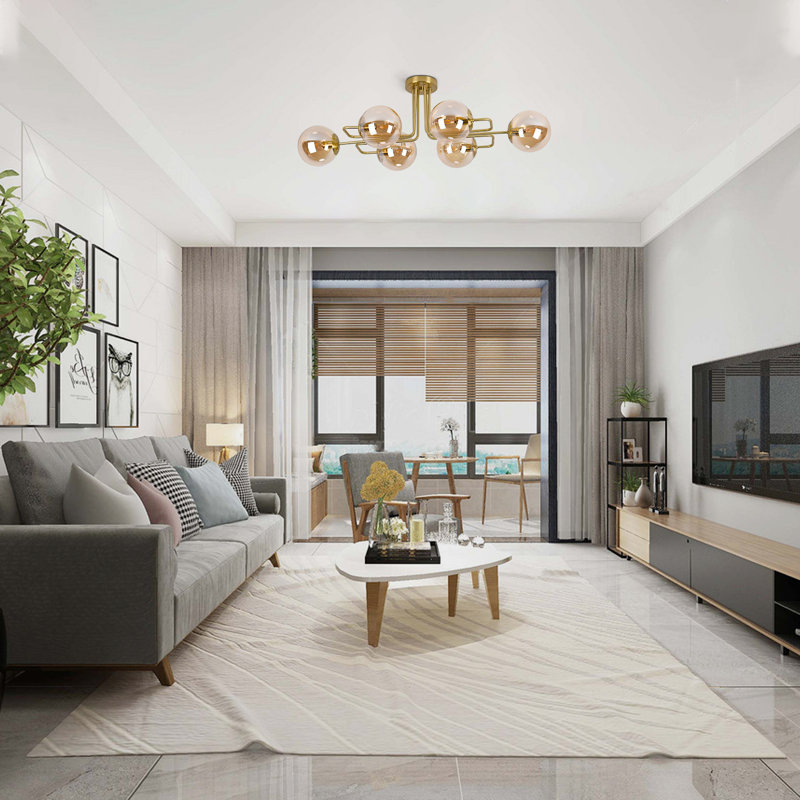 Sputnik Modern Linear Semi Flush Mount