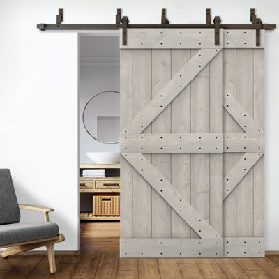 Porte de grange double à panneaux en bois teinté K Series