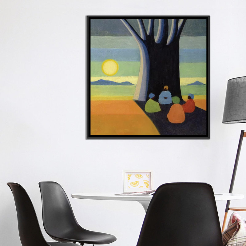 « the meeting », impression sur toile, H 18 po x l 18 po x P 1,5 po, Toile avec cadre noir, Pas de tapis