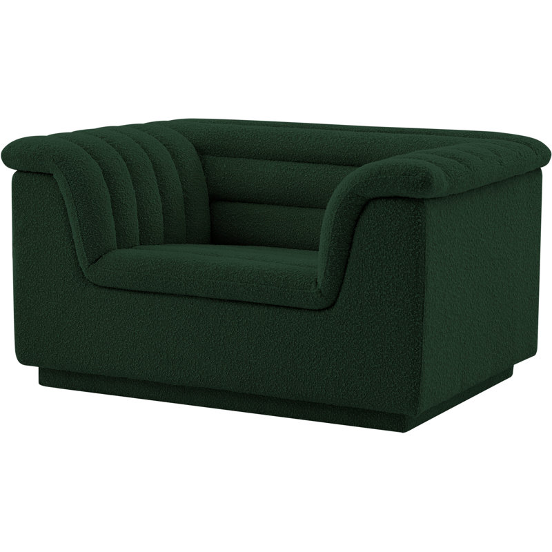 Honorio 50" W Boucle Fabric Chair, Green Boucle Fabric