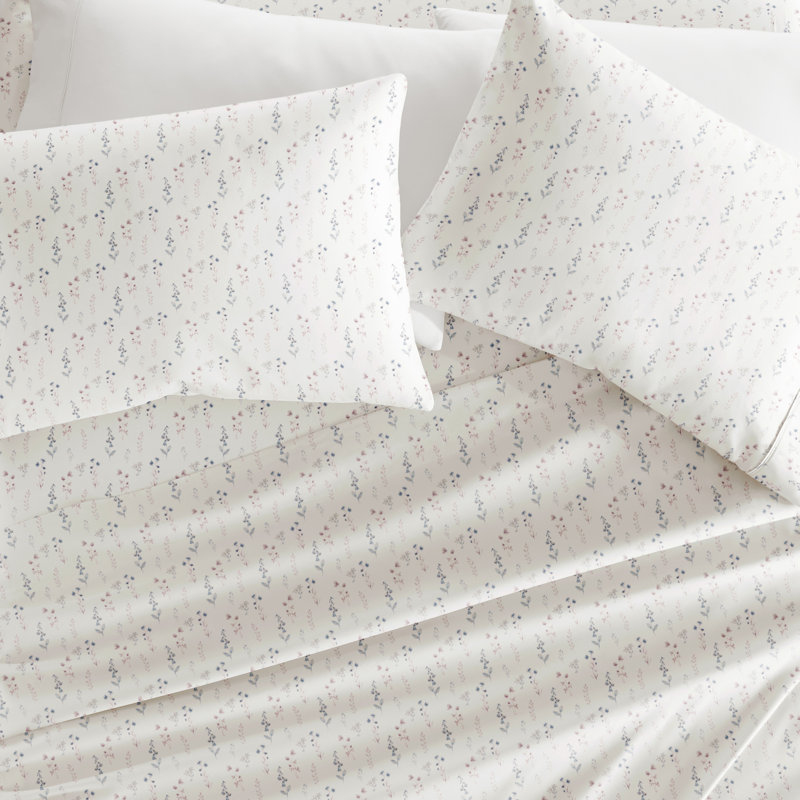 King Painted Meadow Ivory Floral Microfiber Sheet Set