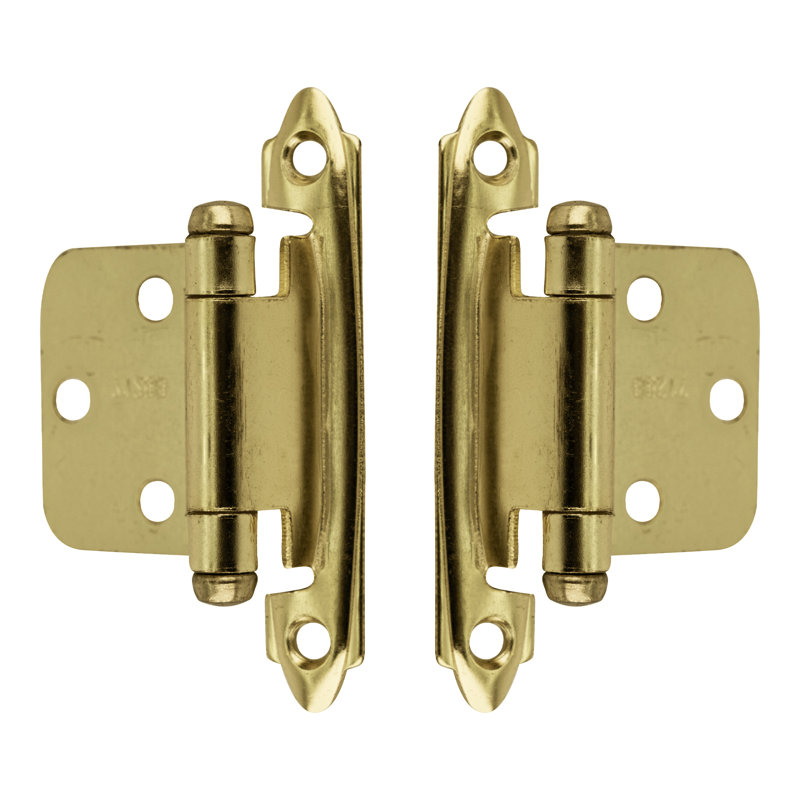 Brixwell BX69196 Charnières encastrées à fixation frontale pour armoires de cuisine et de quincaillerie 3/8 po Laiton poli