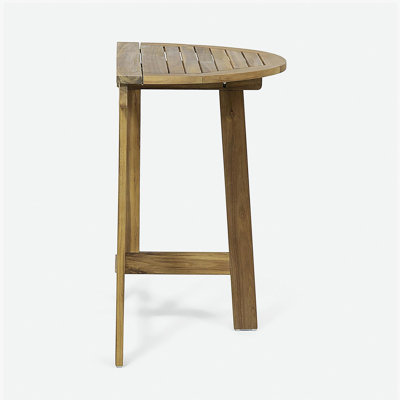 Outdoor Half-Round Folding Acacia Wood Bistro Table, Natural