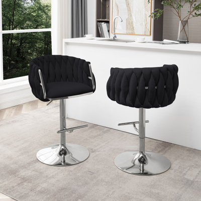 Evangelos Swivel Upholstered Adjustable Height Counter Stool with Metal Frame