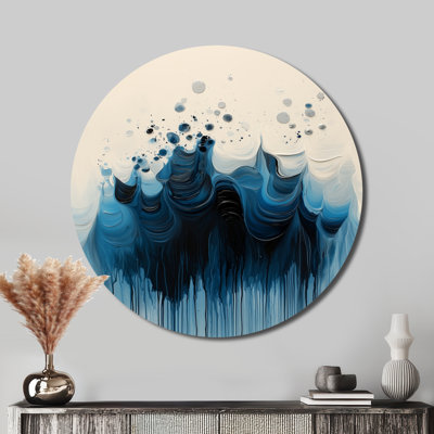 «Rhythmic Driauge Drip Paint Eruption I» - décoration murale ronde en métal