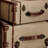 Hamachi Wooden Nesting Upholstered Decorative Beige Trunk with Vintage Accents and Studs Set