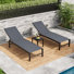 Patio Metal Reclining Chaise Lounge Set With Aluminum Side Table