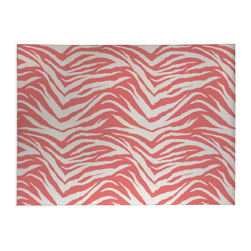 Tapis de cuisine Zebra Patch, Rectangle 5 pi x 7 pi, Vieux rose