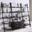 Bibliothèque Cappuccino à 5 tablettes avec quatre tiroirs pour le rangement de bureau, 72 pouces de hauteur, 33,5 de largeur, 16,5 de profondeur, style contemporain, tablettes ouvertes à l'arrière, hauteur, matériau, solution de rangement