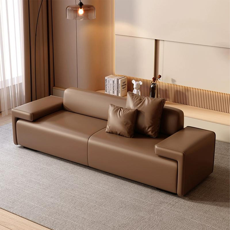 Banc long en cuir et chambre à coucher en cuir Coffee, Café