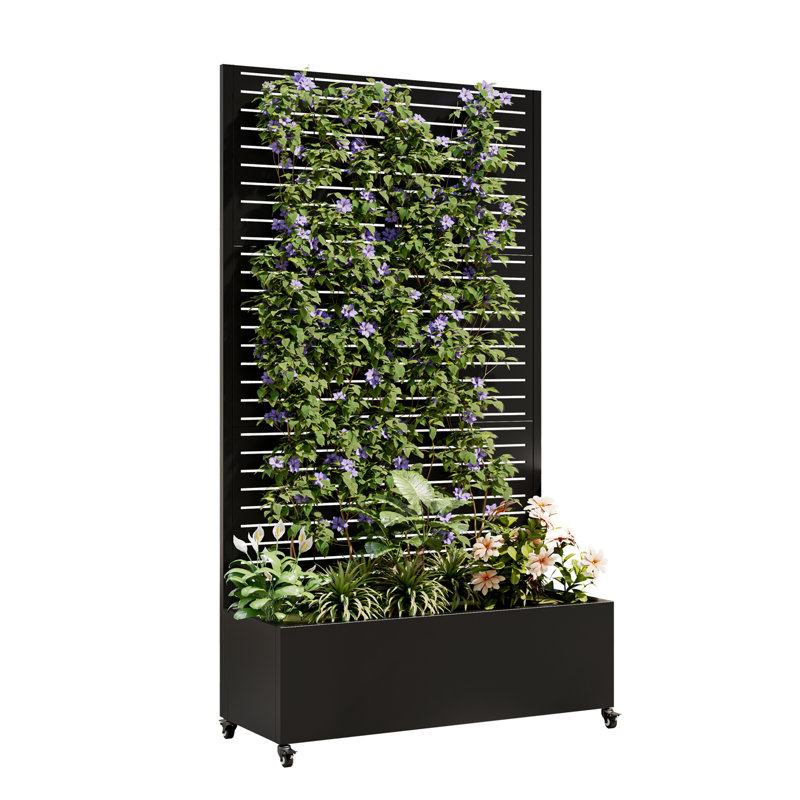 Boîte à fleurs en métal avec treillis