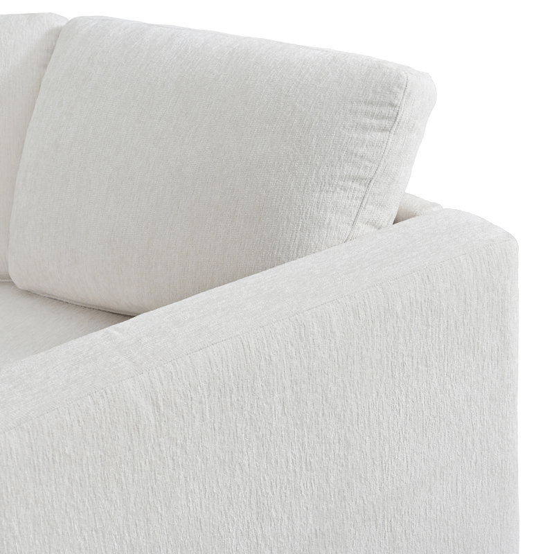 Canapé d'angle incurvé moderne, 6 places en chenille, canapé contemporain pour salon, Beige