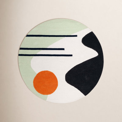 Felipe Green Black Hand-Tufted Wool Abstract Rug
