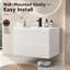 Meuble-lavabo suspendu blanc de 61 cm (24 po) avec lavabo en céramique, meuble-lavabo mural moderne cannelé avec 2 tiroirs à fermeture douce pour salle d'eau-1097982364-1097982365