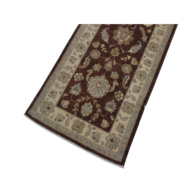 Tapis de couloir gris / brun en laine noué à la main de style oriental 2 pi 8 po x 8 pi 7 po Grigori