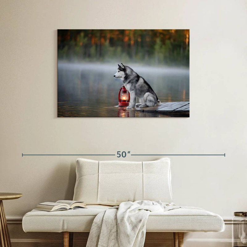 Brampt Husky On Lake Dock, 26" H x 39" W
