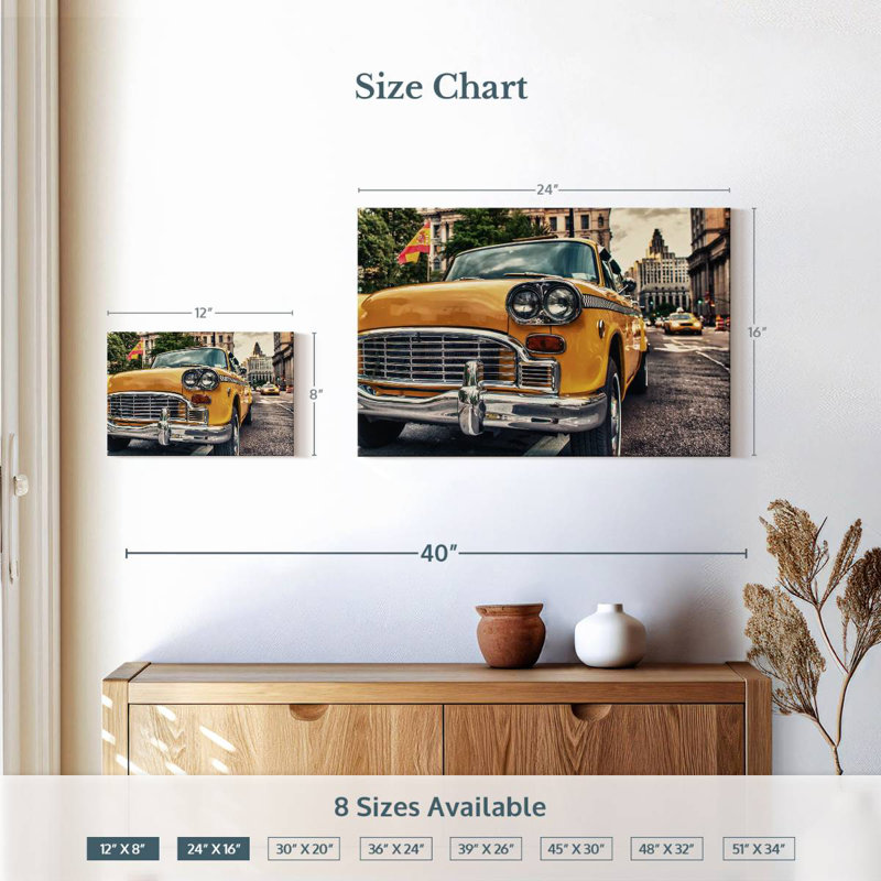 Mehar Vintage NYC Taxi, 16" H x 24" W