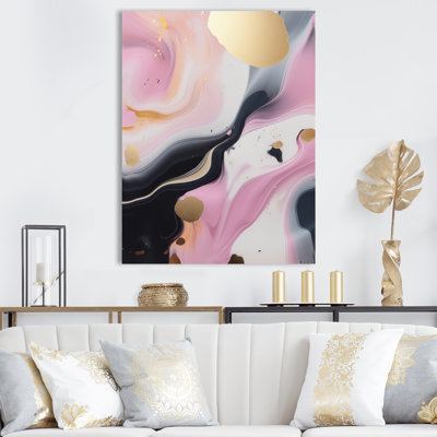 Symphonie de marbre rose et doré II - art abstrait marbre, salon