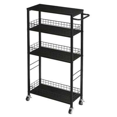4 - Tier Narrow Gap Cart Black