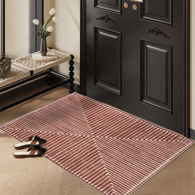 Tapis d'intérieur lavable à la machine Knidos - 2 pi x 3 pi beige et orange