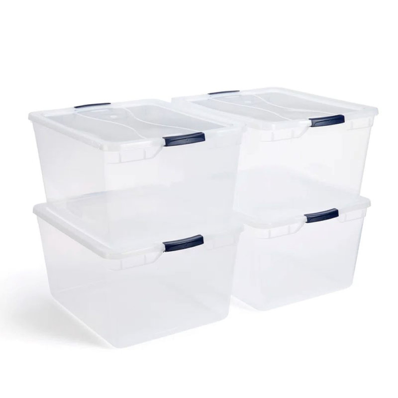 Rubbermaid Cleverstore Clear 71 Qt Plastic Storage Bins with Lids, 4-Pack