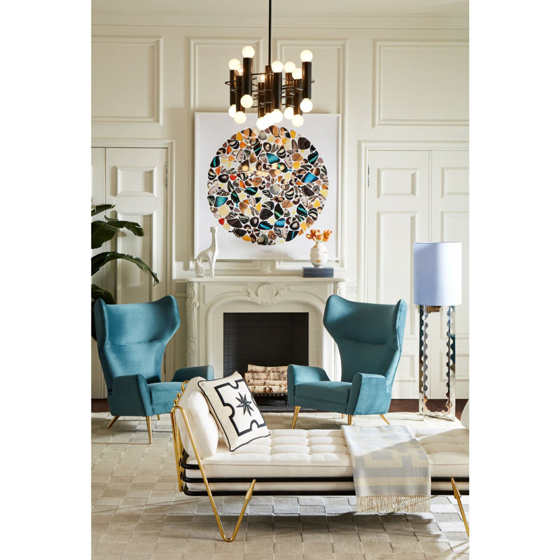 Milano Wing Chair, Bergamo Aegean, Brass