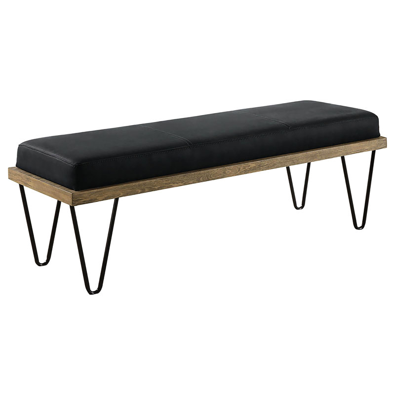 Banc rembourré bleu foncé et noir