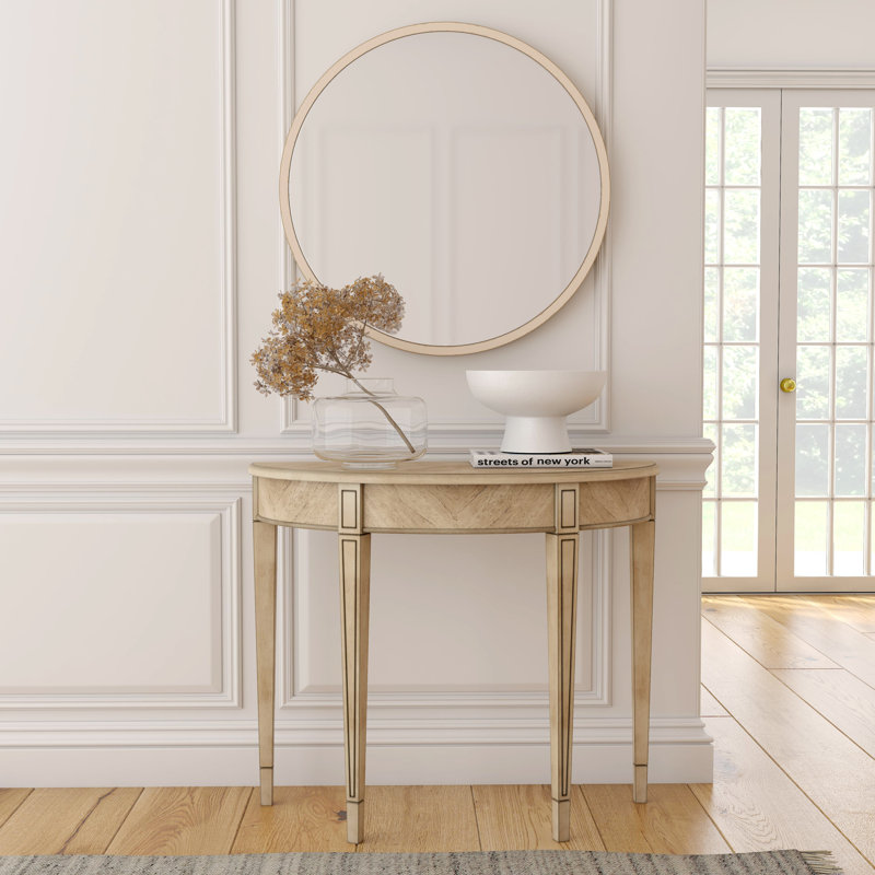 Hampton 36" Demilune Console Table, Antique Beige