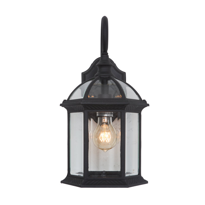 Barnabas Aluminum Wall Light, Black Finish with Clear Beveled Glass