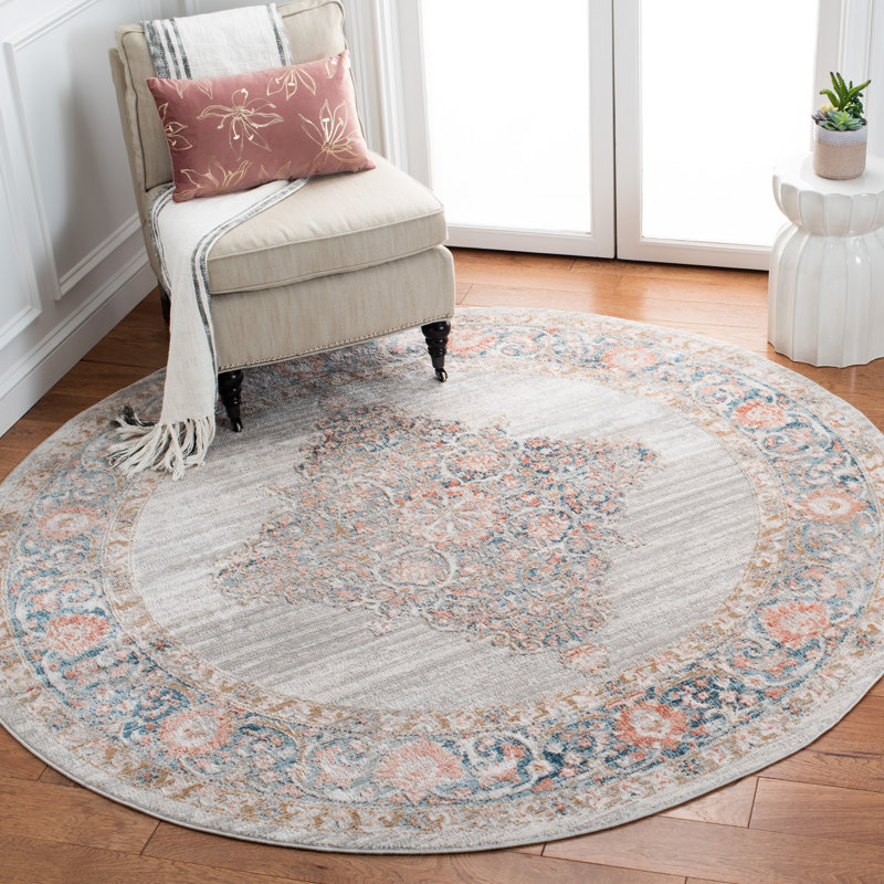 Tapis oriental gris / rose Sandtoft, Carré 6 pi 7 po