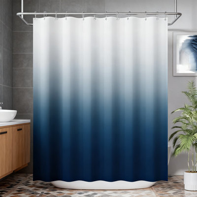 Premium Ombre Shower Curtain Set With Metal Hooks, Washable Fabric Bathroom Decor With Water Resistant Protection For Rustic Farmhouse Style