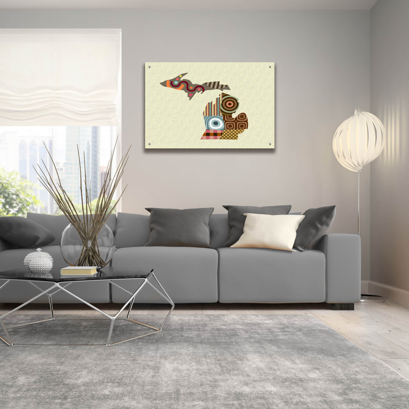 «Michigan State Map» par Lanre Adefioyue, H 24 po x l 36 po x P 0,2 po
