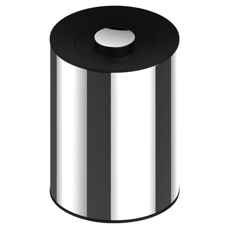 Steel Open Kitchen Trash Can - 5L, White Lacquered/Dark Grey