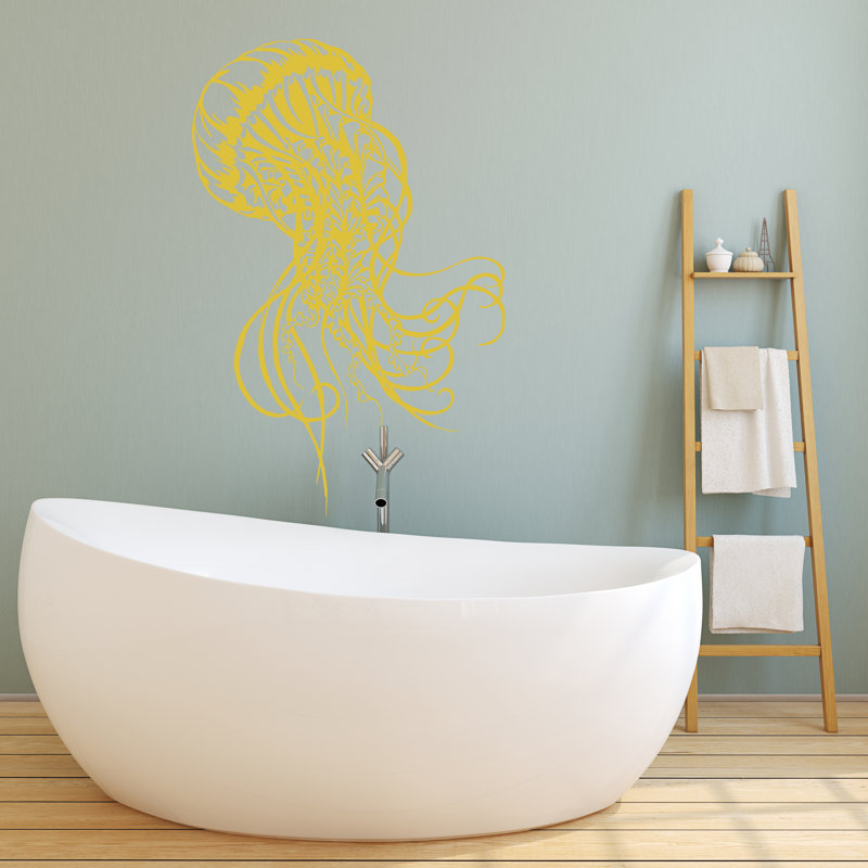 Adhésif décoratif méduse «Sea Life», H 30 po x l 46 po, Doré